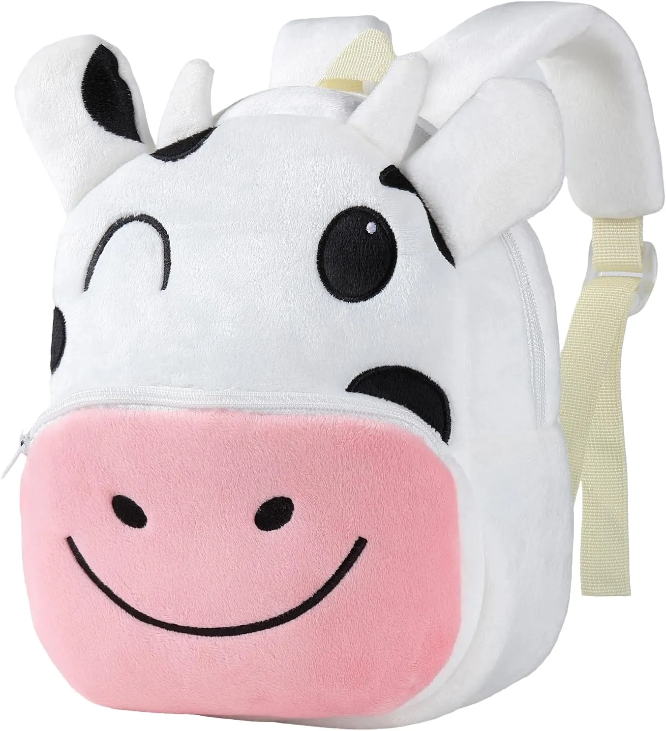 HAHASHOW Toddler Backpacks for Boys Girls 2-4, Cute Plush Animal Cartoon Kids Backpack for Daycare Kindergarten Preschool Travel Cow