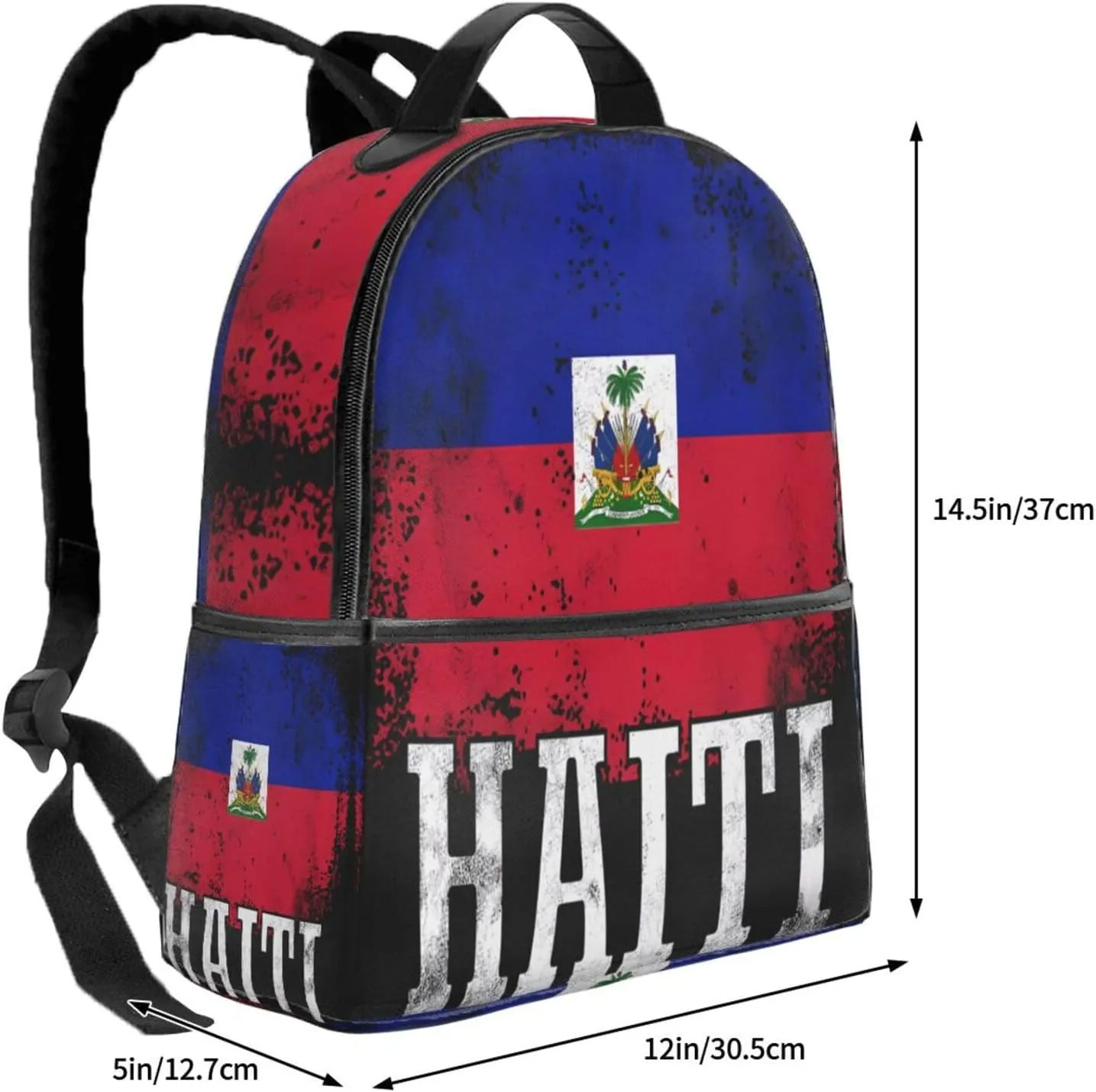 Haitian Haiti Flag Casual Backpacks Laptop Backpack Carry-on Daypack Sports Travel Rucksack Lightweight Working Bag for Outdoor Hiking Cycling Walking