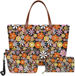Handbag for Women Wallet Tote Bag Shoulder Top Handle Satchel Cosmetic Case 3pcs Set