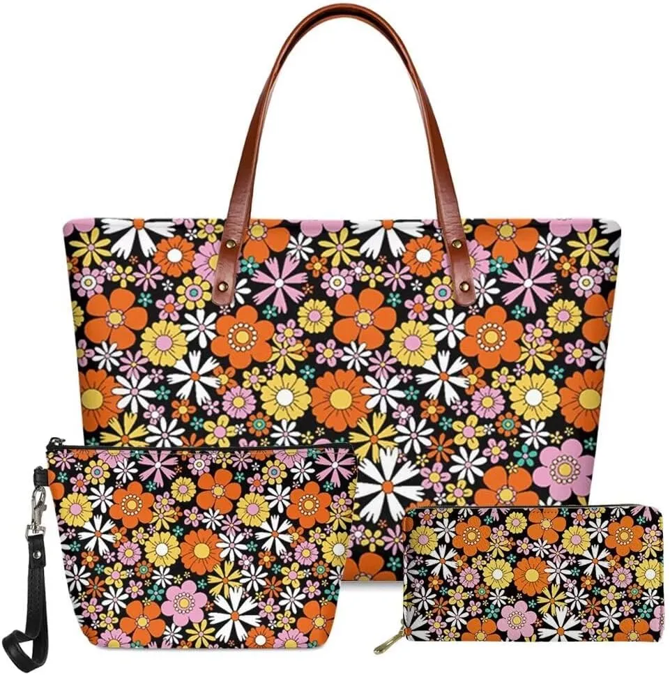 Handbag for Women Wallet Tote Bag Shoulder Top Handle Satchel Cosmetic Case 3pcs Set