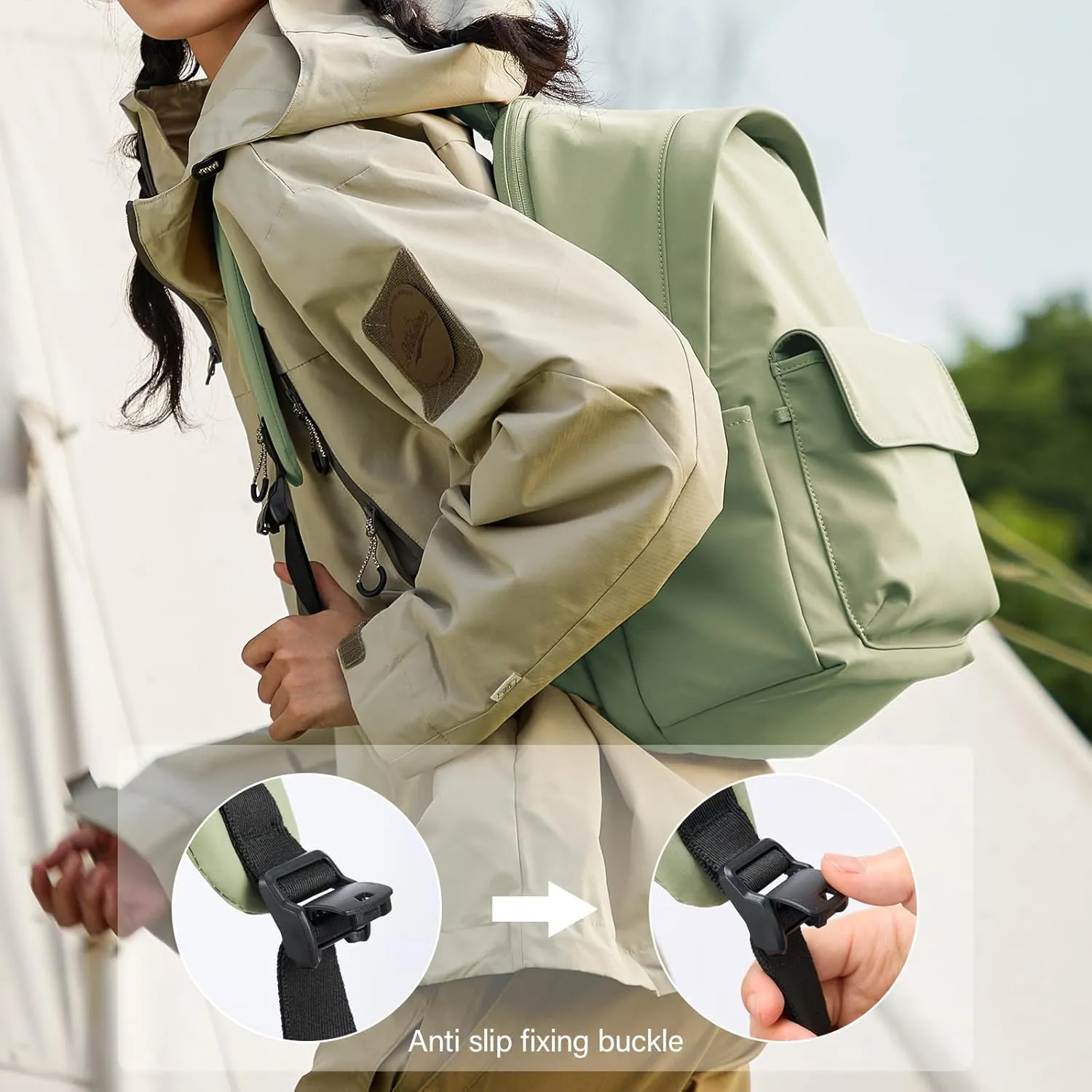 Hanke Casual Backpacks Travel Backpack for Women & Men, Lightweight Carry On Backpack for Work,Hiking wiht Unique Comfort Design (Grayish Green)