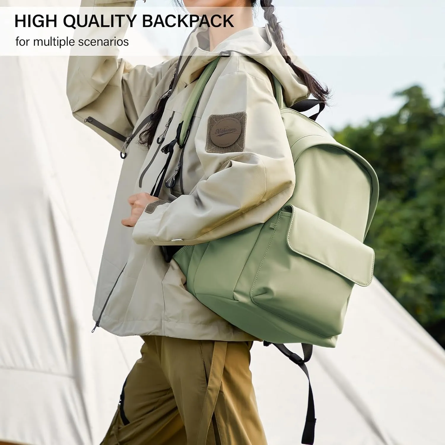 Hanke Casual Backpacks Travel Backpack for Women & Men, Lightweight Carry On Backpack for Work,Hiking wiht Unique Comfort Design (Grayish Green)