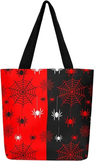 Happy Halloween Canvas Tote Bag for Women,Orange Halloween Lights Large Shoulder Bag Pumpkin Cotton Bags