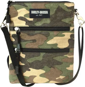 Harley-Davidson Women's Camo Print Cotton Canvas Crossbody/Clip Bag Purse