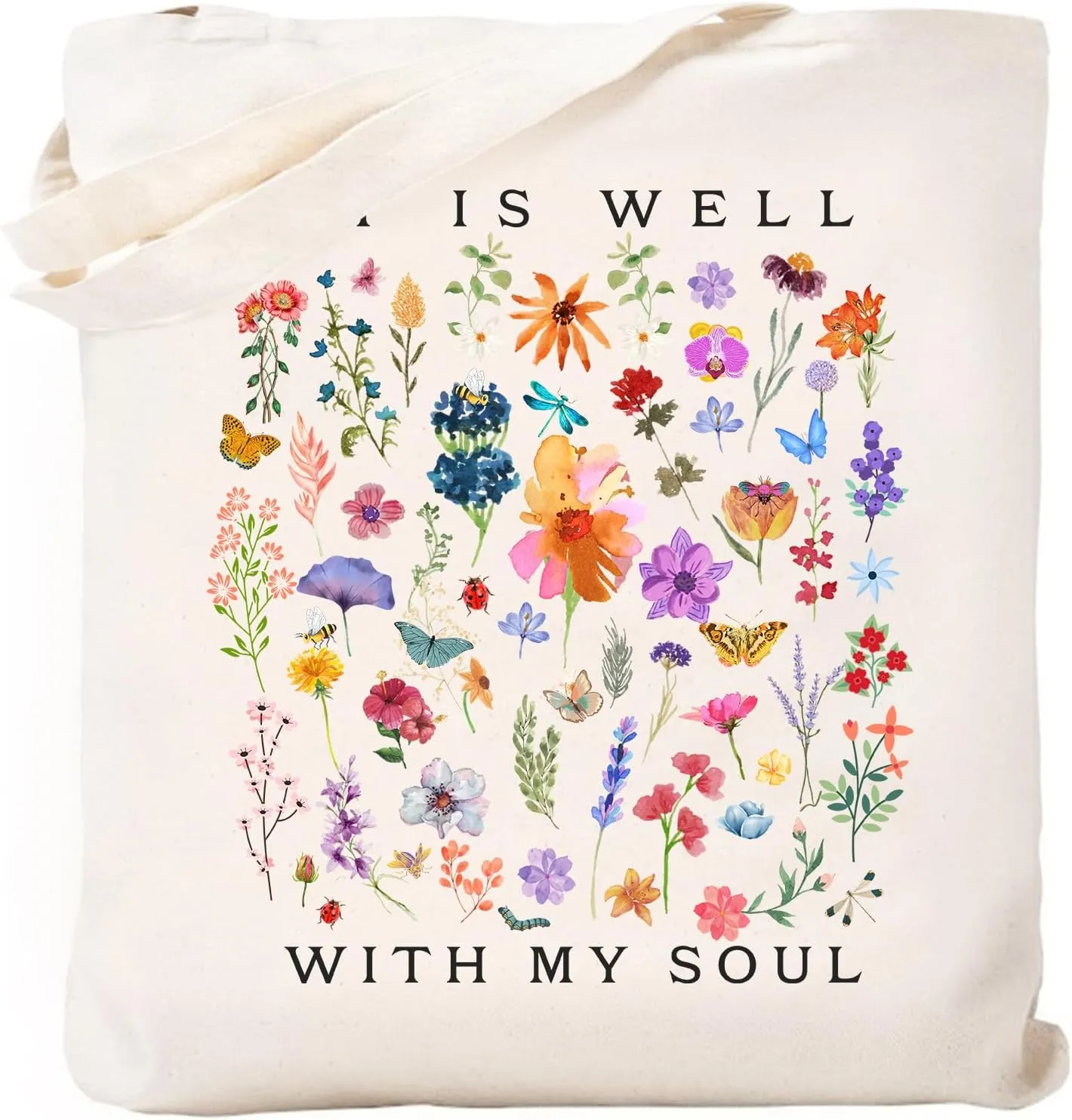 Haukea Canvas Aesthetic Tote Bag with Inner Pockets, Cute Cloth Cotton Tote Bags for Women Graphic Tote Bag for School
