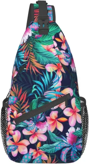 Hawaii Hawaiian Sling Bag,Multipurpose Crossbody Backpack Shoulder Chest Bag for Women Men Travel Hiking Daypack
