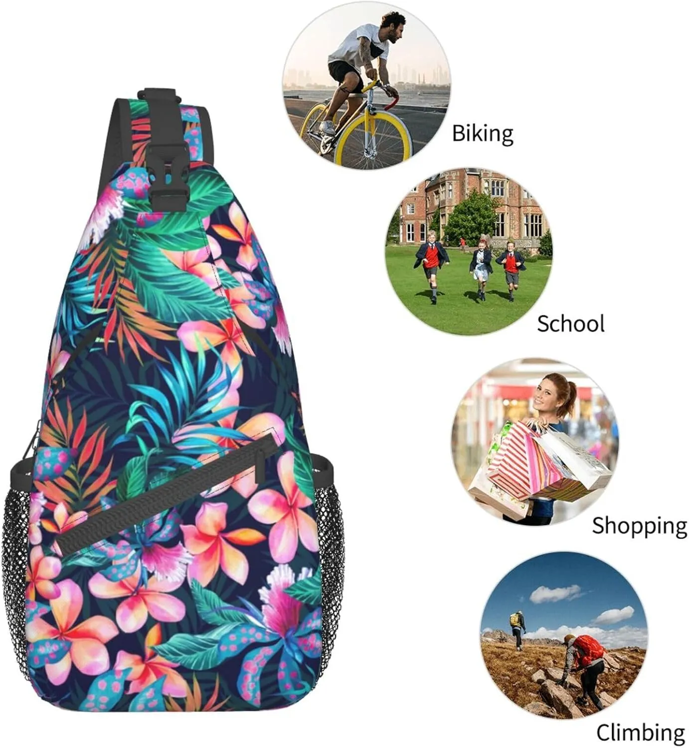 Hawaii Hawaiian Sling Bag,Multipurpose Crossbody Backpack Shoulder Chest Bag for Women Men Travel Hiking Daypack