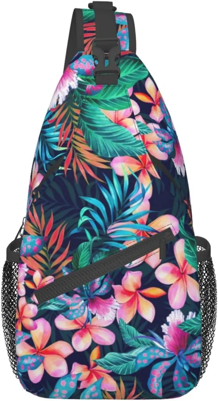 Hawaii Hawaiian Sling Bag,Multipurpose Crossbody Backpack Shoulder Chest Bag for Women Men Travel Hiking Daypack