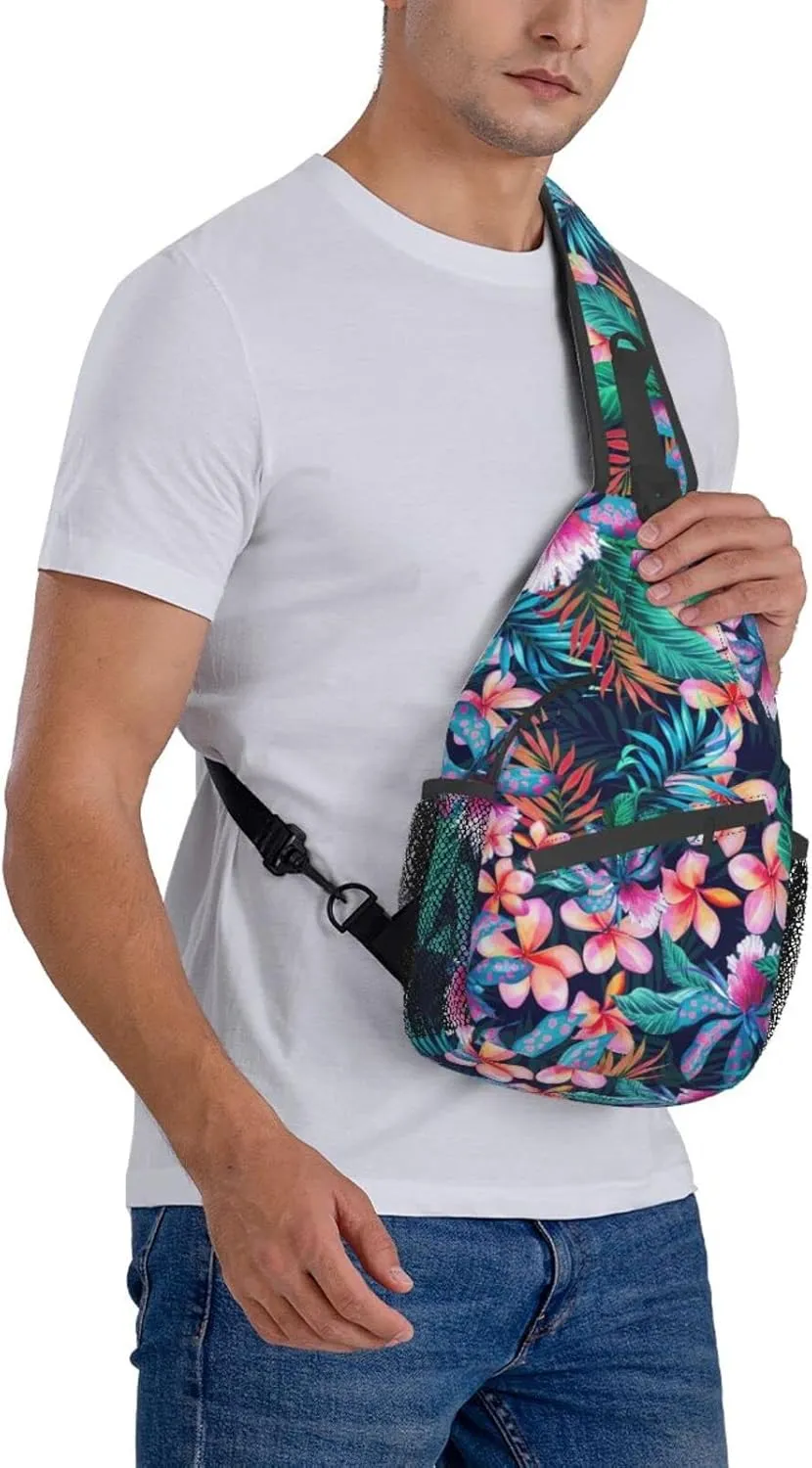 Hawaii Hawaiian Sling Bag,Multipurpose Crossbody Backpack Shoulder Chest Bag for Women Men Travel Hiking Daypack