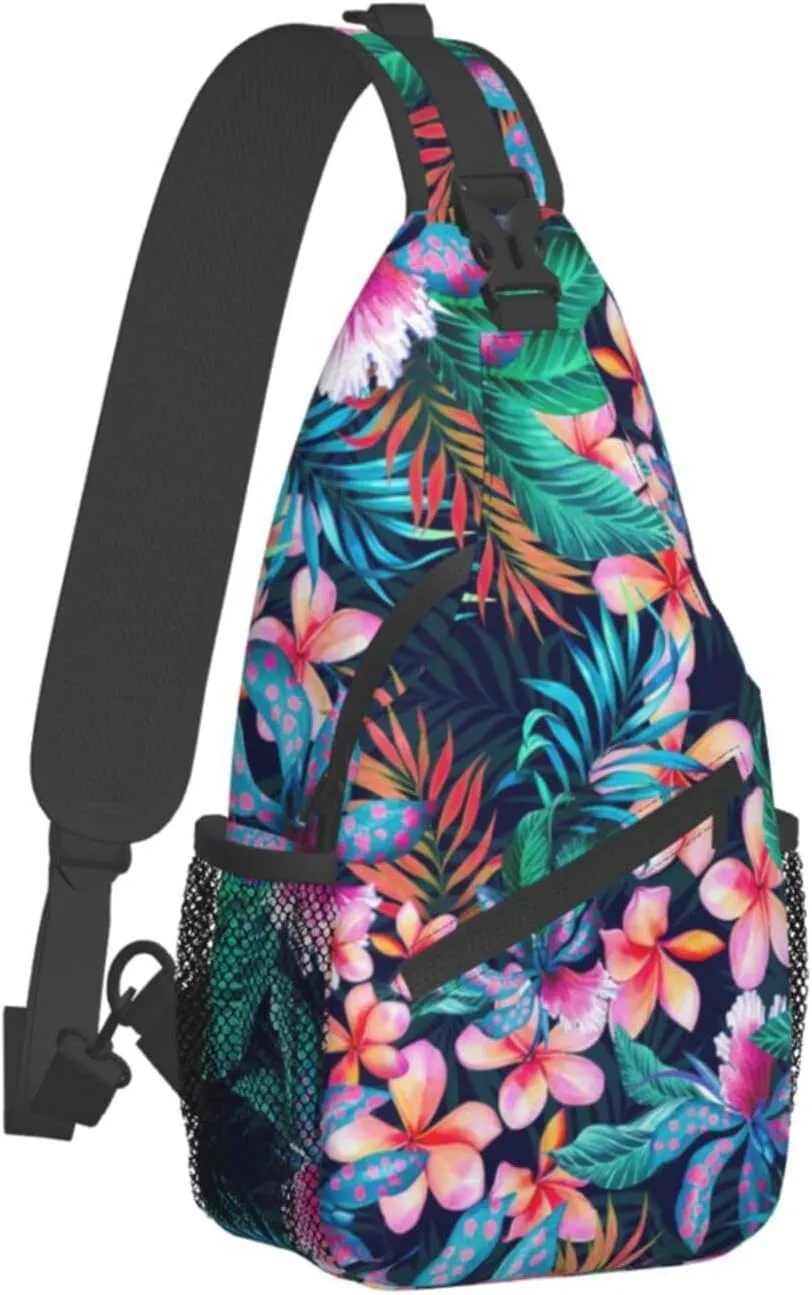 Hawaii Hawaiian Sling Bag,Multipurpose Crossbody Backpack Shoulder Chest Bag for Women Men Travel Hiking Daypack