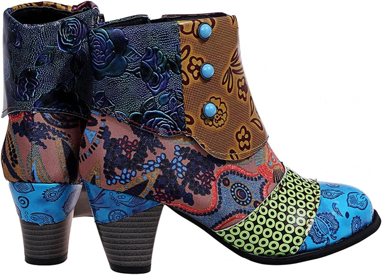 Hbeylia Boots For Women Fashion Snake Leather Round Toe Pump Ankle Booties Trendy Chunky High Heels Dress Short Boots For Ladies