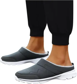 Hbeylia Fuzzy Mule Shoes For Women Men Winter Warm Plush Fur Fleece Lining Low Top Backless Fashion Sneakers Walking Shoes Non Slip Wedge Thermal Slip On Furry Slippers House Shoes For Indoor Outdoor