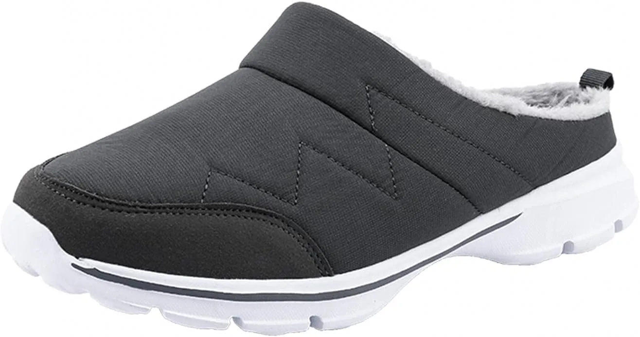Hbeylia Fuzzy Mule Shoes For Women Men Winter Warm Plush Fur Fleece Lining Low Top Backless Fashion Sneakers Walking Shoes Non Slip Wedge Thermal Slip On Furry Slippers House Shoes For Indoor Outdoor