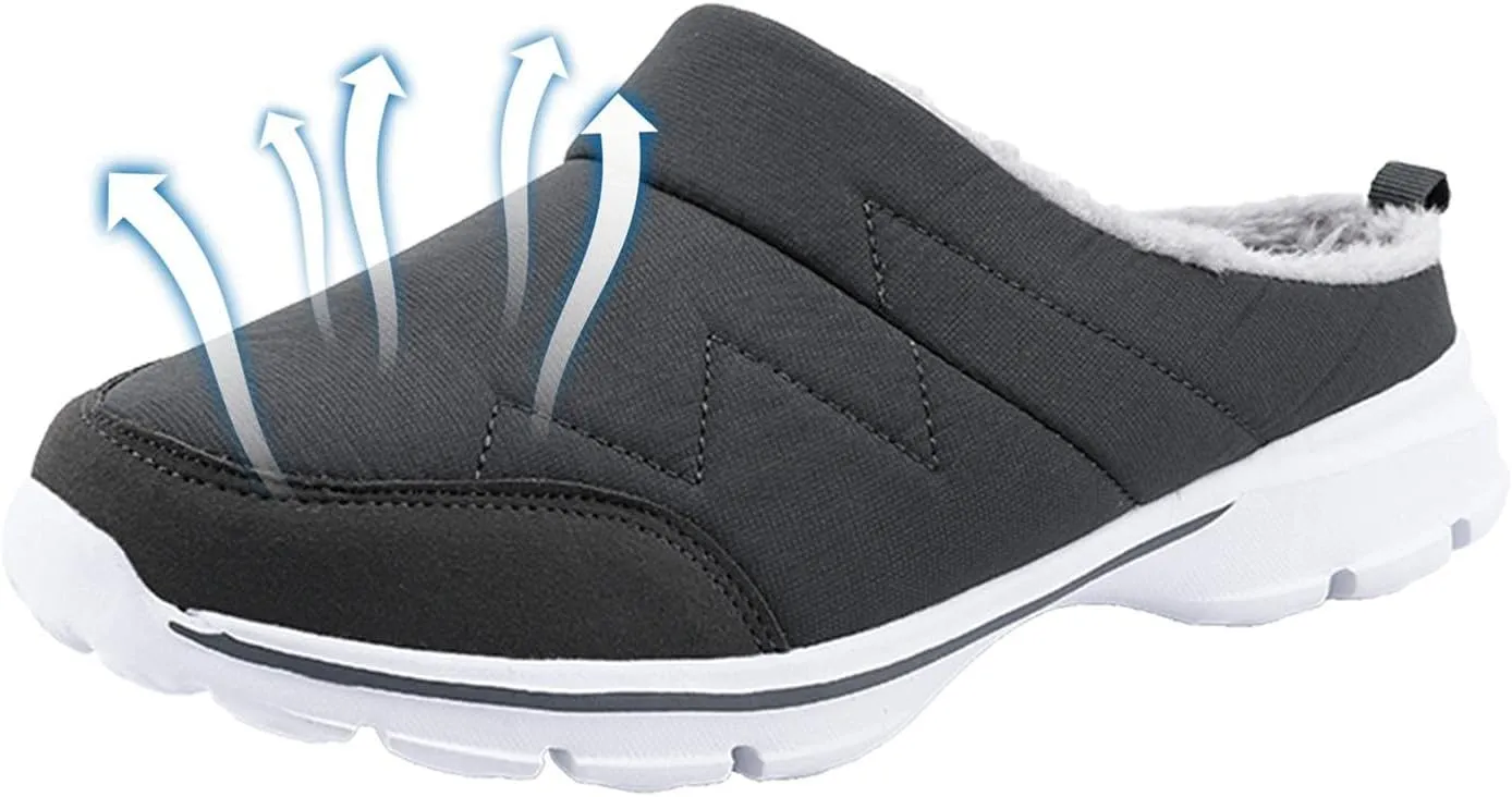 Hbeylia Fuzzy Mule Shoes For Women Men Winter Warm Plush Fur Fleece Lining Low Top Backless Fashion Sneakers Walking Shoes Non Slip Wedge Thermal Slip On Furry Slippers House Shoes For Indoor Outdoor