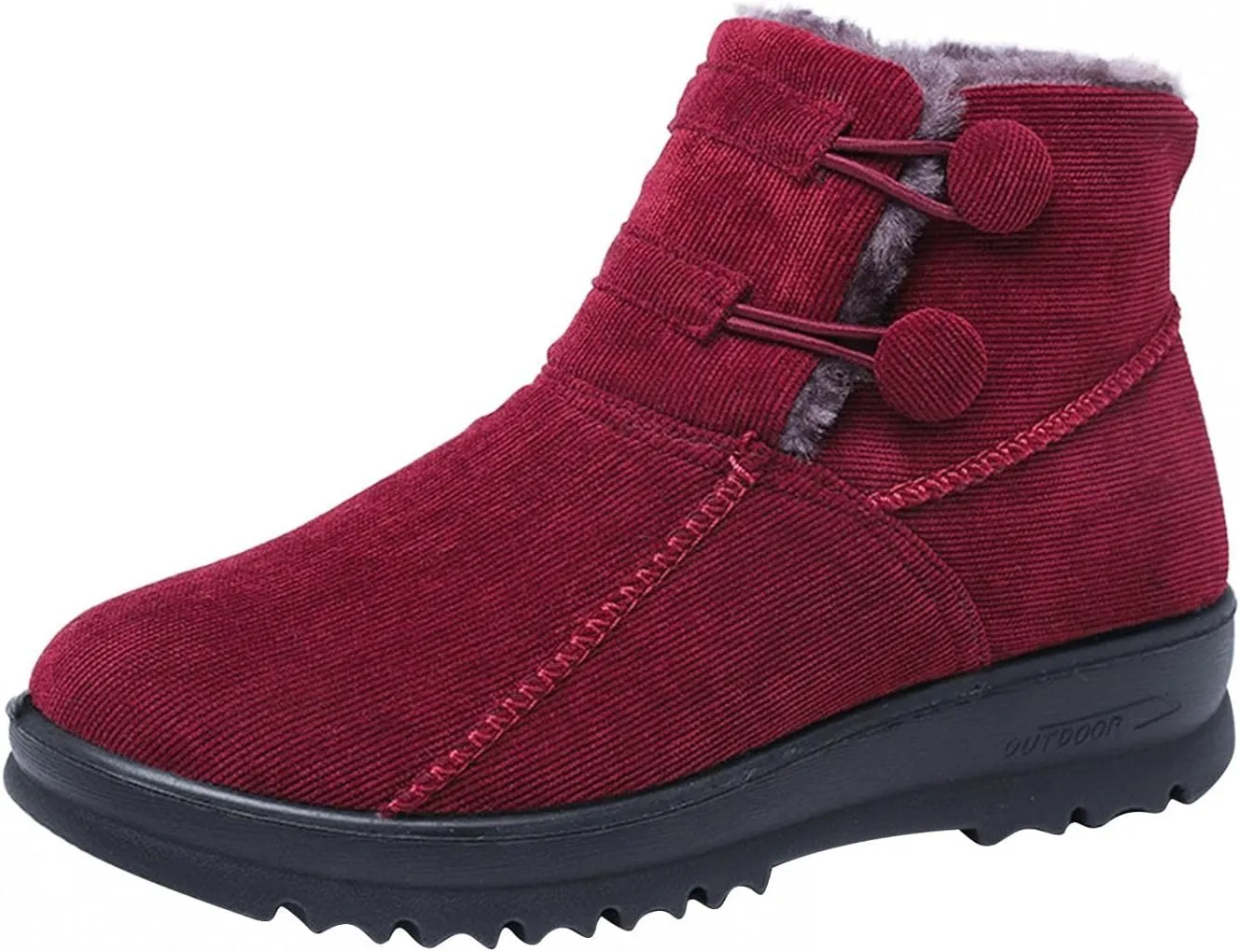 Hbeylia Platform Wedge Winter Snow Boots For Women Fashion Casual Fleece Lining Thermal Chunky Mid Heels Ankle Booties Breathable Cotton Plush Fur Lined Warm Non Slip Winter Short Boots For Walking