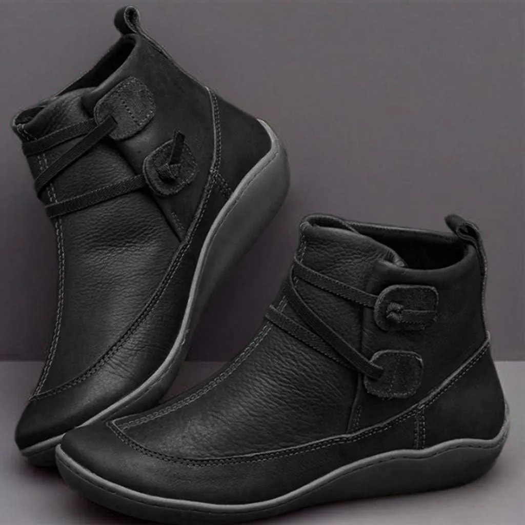 Hbeylia waterproof ankle booties for women men fashion casual leather round toe low heels winter snow boots comfortable non skid slip on flats fashion sneakers mid calf work combat short boots