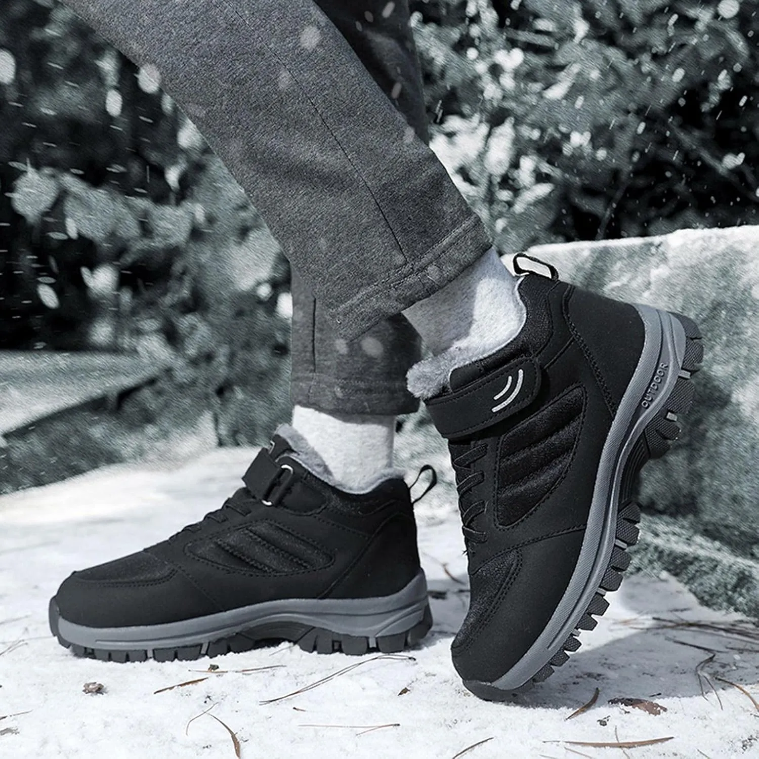 Hbeylia Winter Snow Boots For Women Men Couples Waterproof Faux Fur Lined Warm Lace Up Slip On Fashion Sneakers Walking Shoes Thermal Fleece Lining Lightweight Athletic Short Boots For Ski Hiking