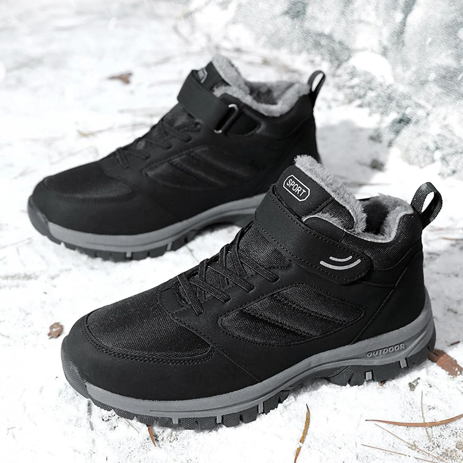 Hbeylia Winter Snow Boots For Women Men Couples Waterproof Faux Fur Lined Warm Lace Up Slip On Fashion Sneakers Walking Shoes Thermal Fleece Lining Lightweight Athletic Short Boots For Ski Hiking