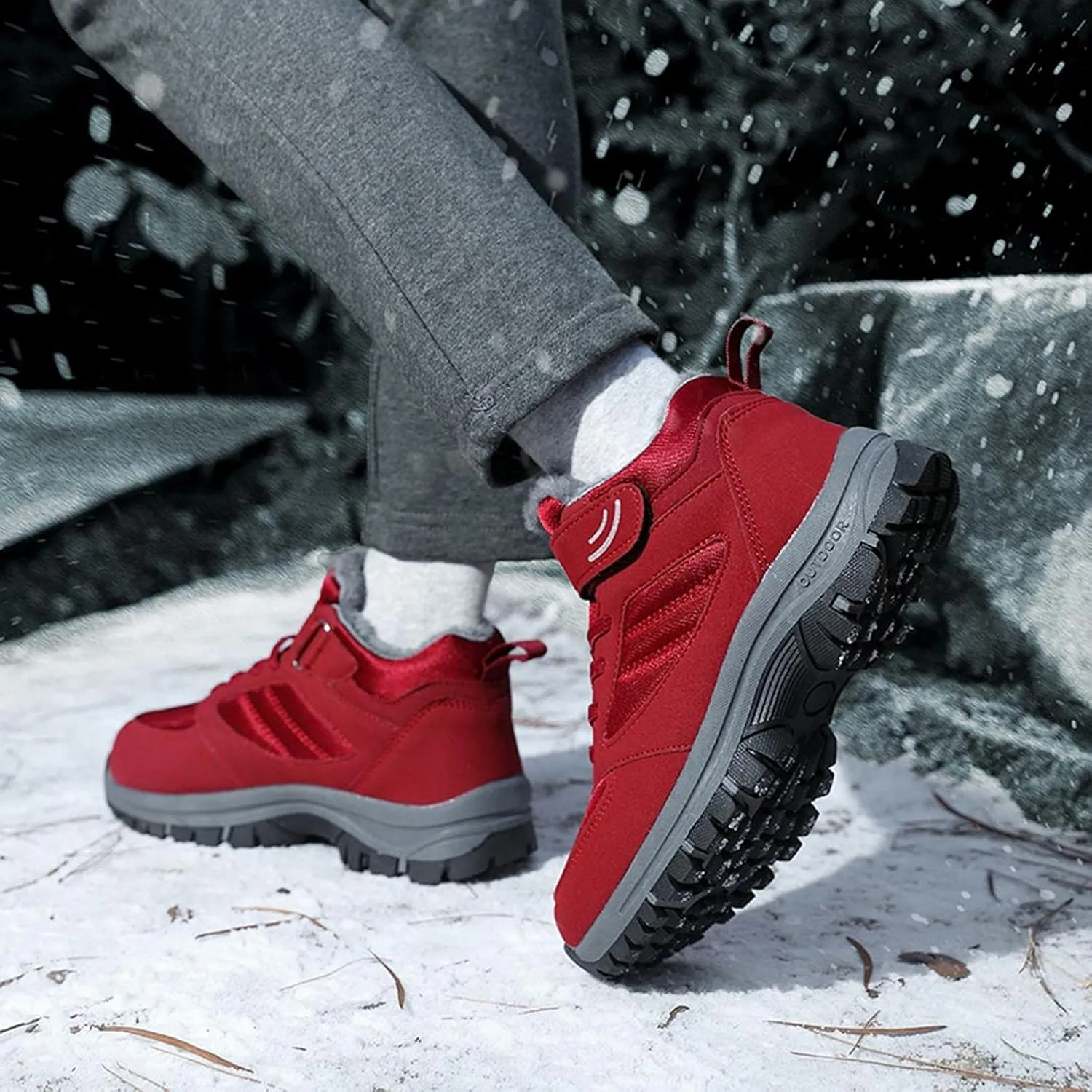Hbeylia Winter Snow Boots For Women Men Couples Waterproof Faux Fur Lined Warm Lace Up Slip On Fashion Sneakers Walking Shoes Thermal Fleece Lining Lightweight Athletic Short Boots For Ski Hiking