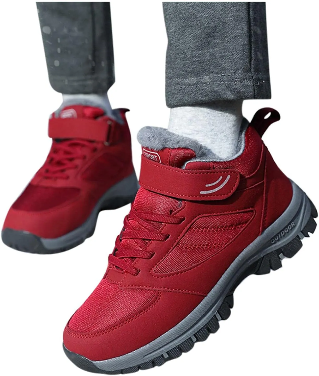 Hbeylia Winter Snow Boots For Women Men Couples Waterproof Faux Fur Lined Warm Lace Up Slip On Fashion Sneakers Walking Shoes Thermal Fleece Lining Lightweight Athletic Short Boots For Ski Hiking