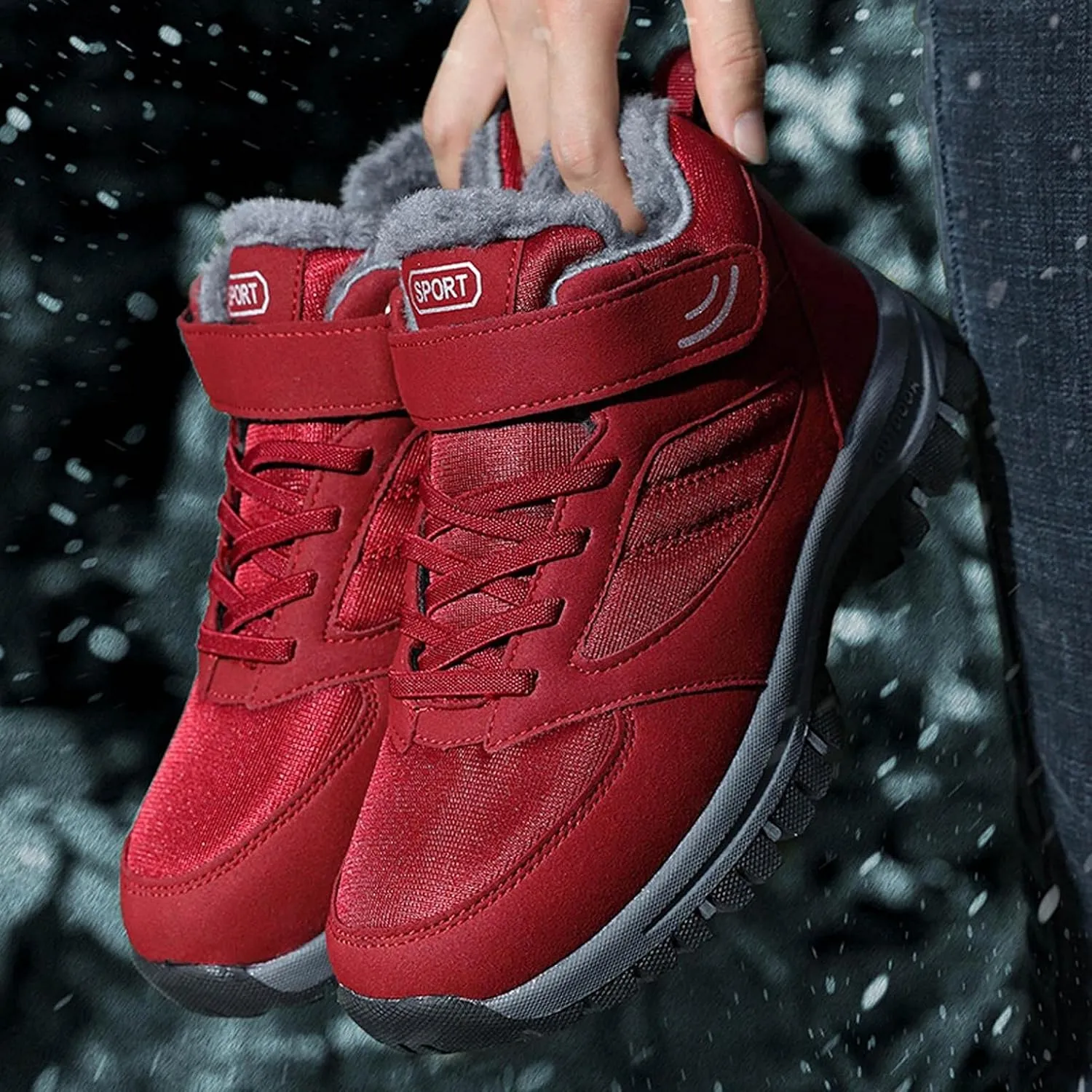 Hbeylia Winter Snow Boots For Women Men Couples Waterproof Faux Fur Lined Warm Lace Up Slip On Fashion Sneakers Walking Shoes Thermal Fleece Lining Lightweight Athletic Short Boots For Ski Hiking