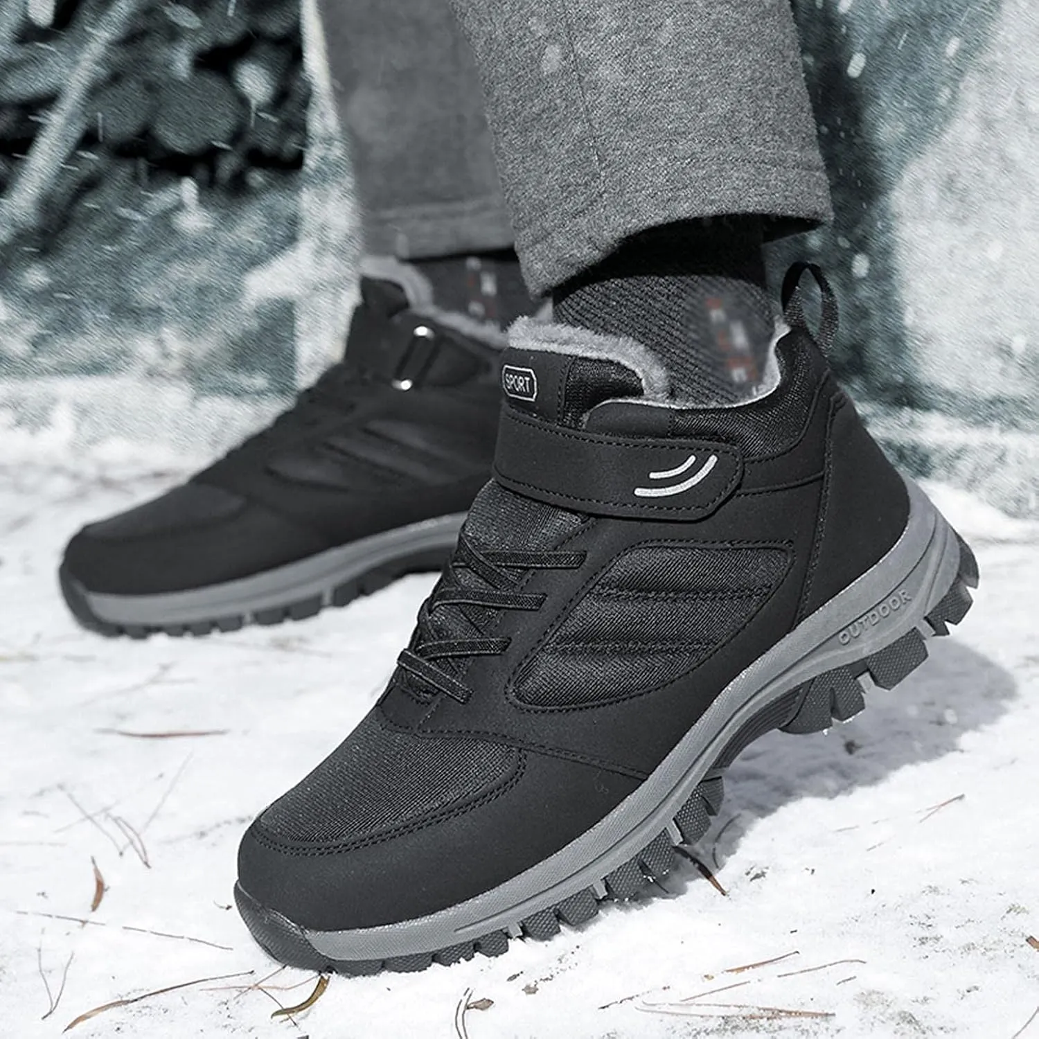 Hbeylia Winter Snow Boots For Women Men Couples Waterproof Faux Fur Lined Warm Lace Up Slip On Fashion Sneakers Walking Shoes Thermal Fleece Lining Lightweight Athletic Short Boots For Ski Hiking