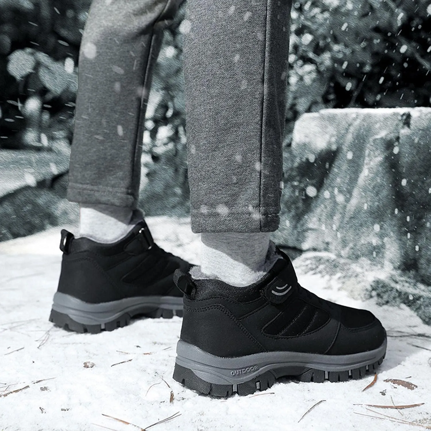 Hbeylia Winter Snow Boots For Women Men Couples Waterproof Faux Fur Lined Warm Lace Up Slip On Fashion Sneakers Walking Shoes Thermal Fleece Lining Lightweight Athletic Short Boots For Ski Hiking