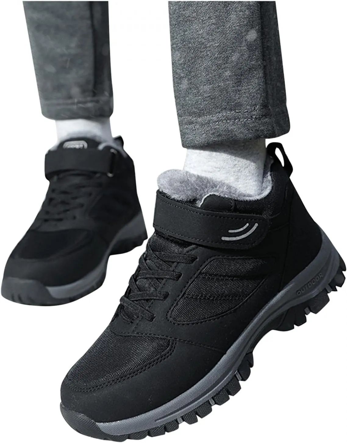 Hbeylia Winter Snow Boots For Women Men Couples Waterproof Faux Fur Lined Warm Lace Up Slip On Fashion Sneakers Walking Shoes Thermal Fleece Lining Lightweight Athletic Short Boots For Ski Hiking