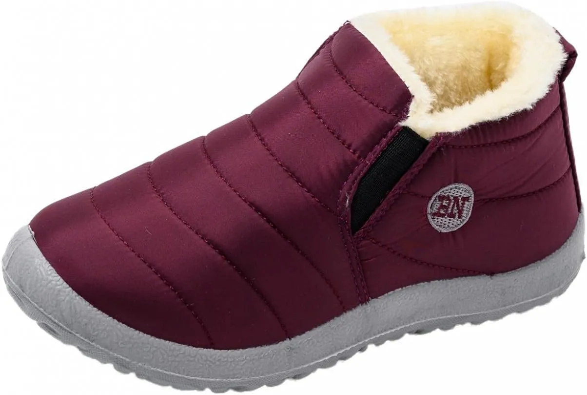 Hbeylia Winter Snow Boots With Fleece Lining For Women Lightweight Waterproof Faux Plush Fur Lined Non Slip Ankle Booties Soft Cozy Warm Ski Skiing Hiking Camping Short Boots For Ladies Cold Weather