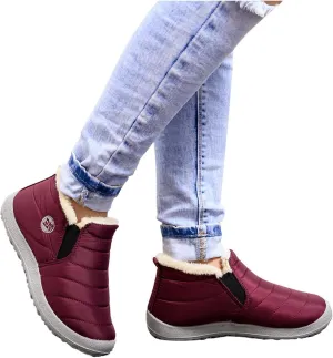 Hbeylia Winter Snow Boots With Fleece Lining For Women Lightweight Waterproof Faux Plush Fur Lined Non Slip Ankle Booties Soft Cozy Warm Ski Skiing Hiking Camping Short Boots For Ladies Cold Weather