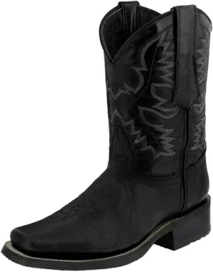 Hbeylia Women's Western Cowboy Cowgirls Boots With Side Zipper Vintage Embroidery Round Toe Chunky Low Heels Wide Mid Calf Boots For Women Riding