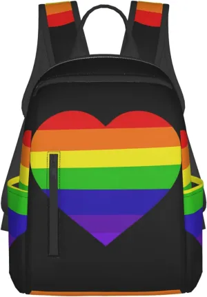 Heart LGBT Rainbow Gay Pride Travel Laptop Backpack Casual Backpacks Double Shoulder Daypack Notebook Rucksack Work Bags Sports Bag for Hiking Camping Beach