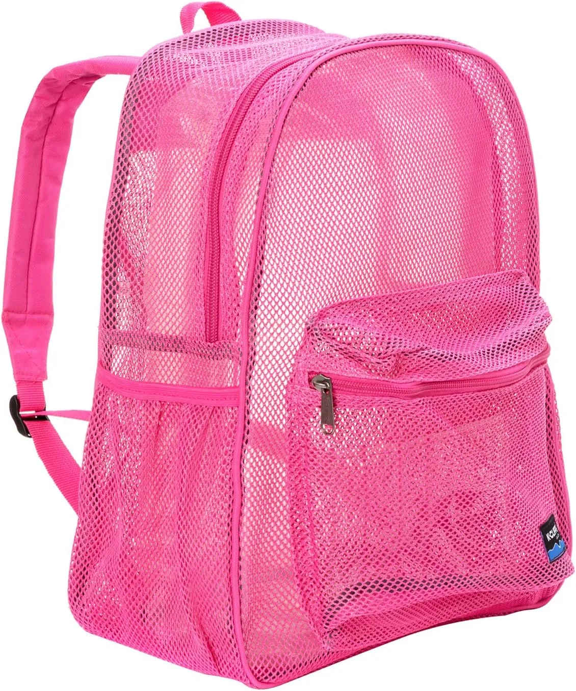 Heavy Duty Classic Gym Student Mesh See Through Netting Backpack | Padded Straps | Hot Pink
