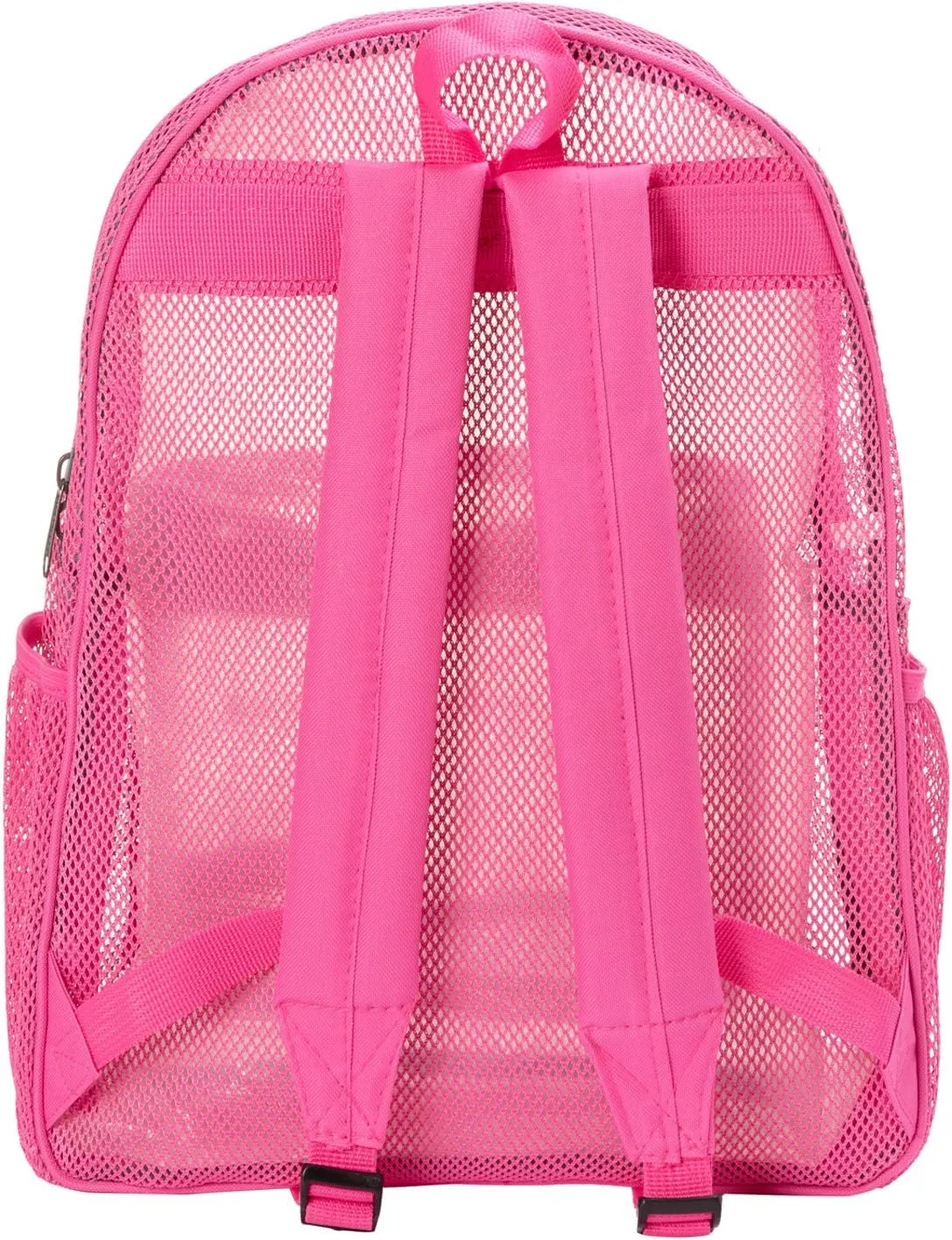 Heavy Duty Classic Gym Student Mesh See Through Netting Backpack | Padded Straps | Hot Pink