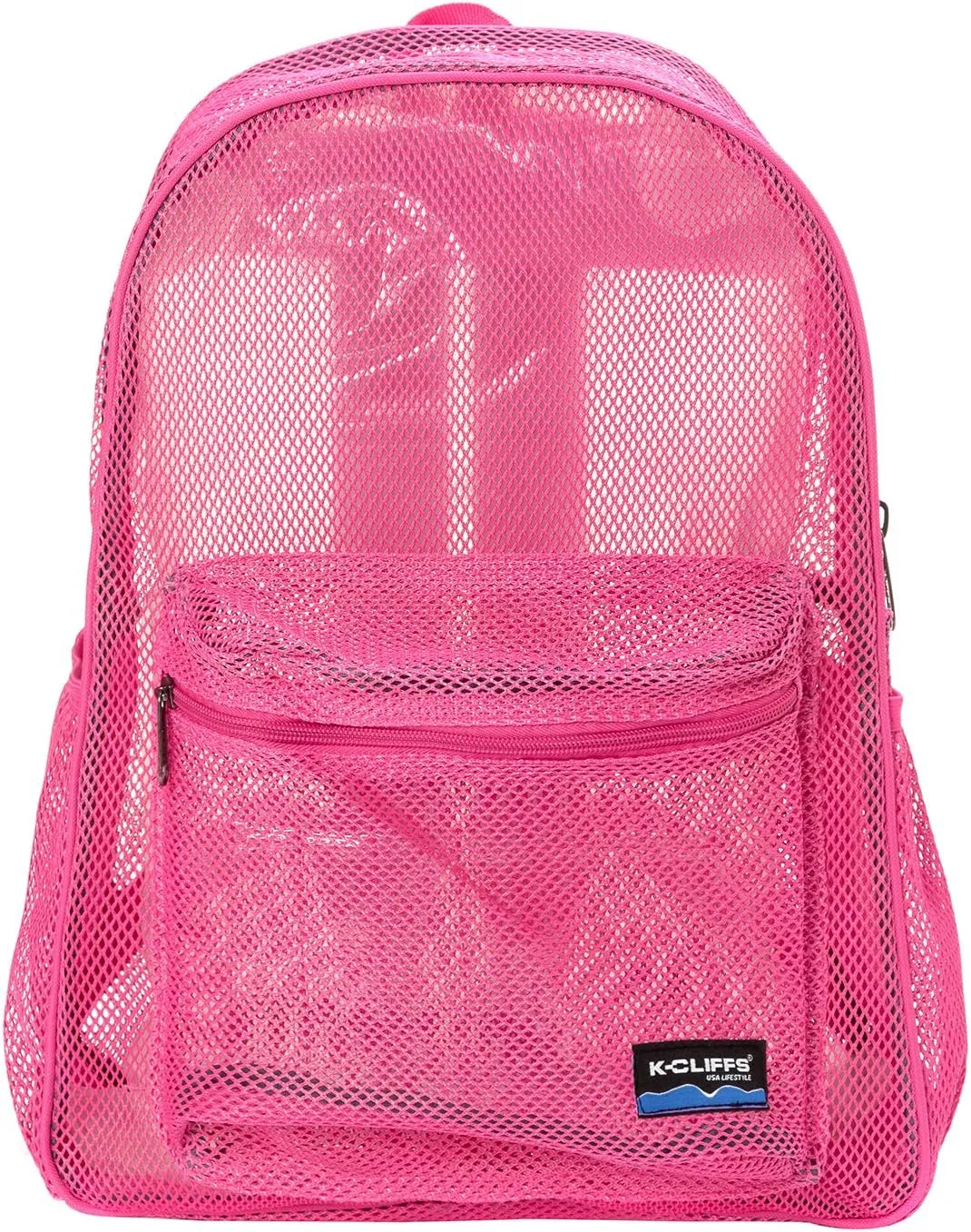 Heavy Duty Classic Gym Student Mesh See Through Netting Backpack | Padded Straps | Hot Pink