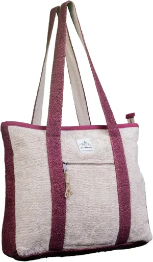 Hemp Corporate Tote Bag with with Cotton Lining | Spacious Work Bag Dual Compartments | 15L capacity