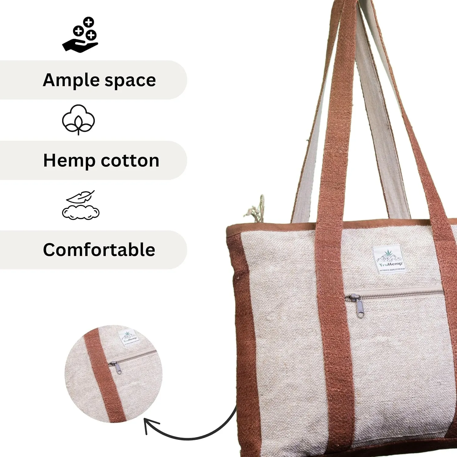 Hemp Corporate Tote Bag with with Cotton Lining | Spacious Work Bag Dual Compartments | 15L capacity