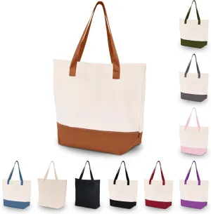 HIFA Personalized Custom Tote Bag for Women, Canvas Tote Bag - Zipper Closure, Extra Inner Pocket - Multipurpose Shoulder Bag