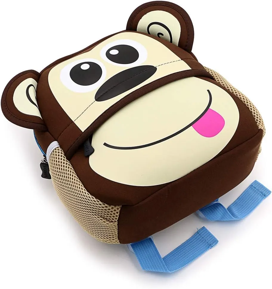 Hipiwe Little Kid Toddler Backpack Baby Boys Girls Kindergarten Pre School Bags Cute Neoprene Cartoon Backpacks (Monkey)