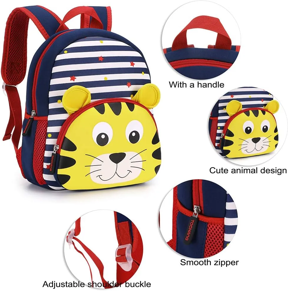 Hipiwe Toddler Backpack for Little Kids Water Resistance Kindergarten Preschool Bags Neoprene Children Schoolbag Cute Animal Cartoon Backpacks for Baby Boys Girls