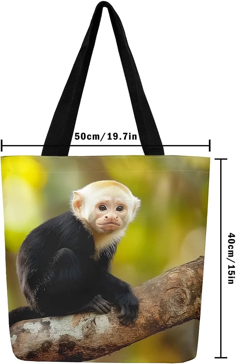 Hippo Canvas Tote Bag for Women,Cartoon Animal Large Capacity Gym Bag Garden Flower Cute Wildlife Cotton Bags