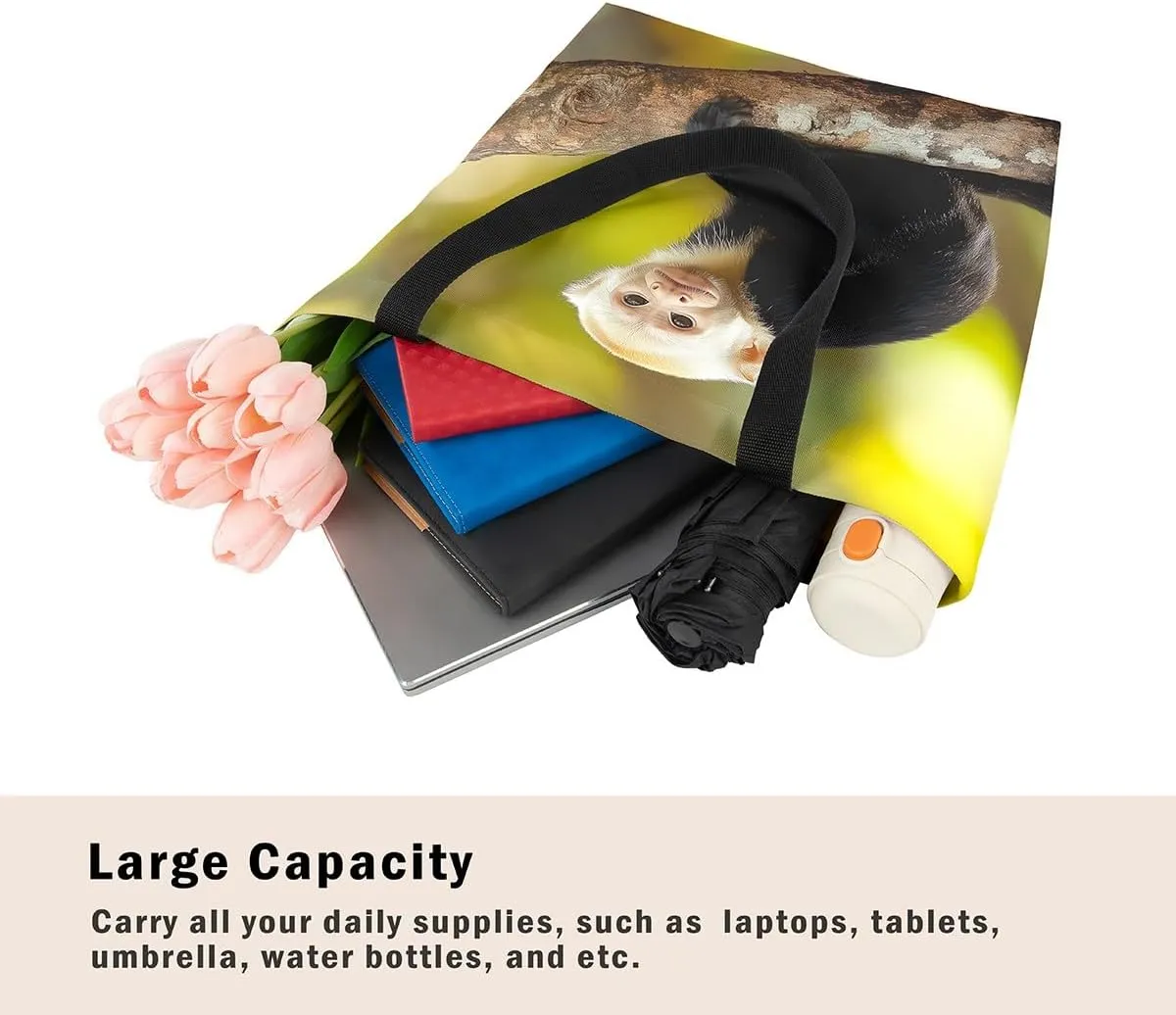 Hippo Canvas Tote Bag for Women,Cartoon Animal Large Capacity Gym Bag Garden Flower Cute Wildlife Cotton Bags