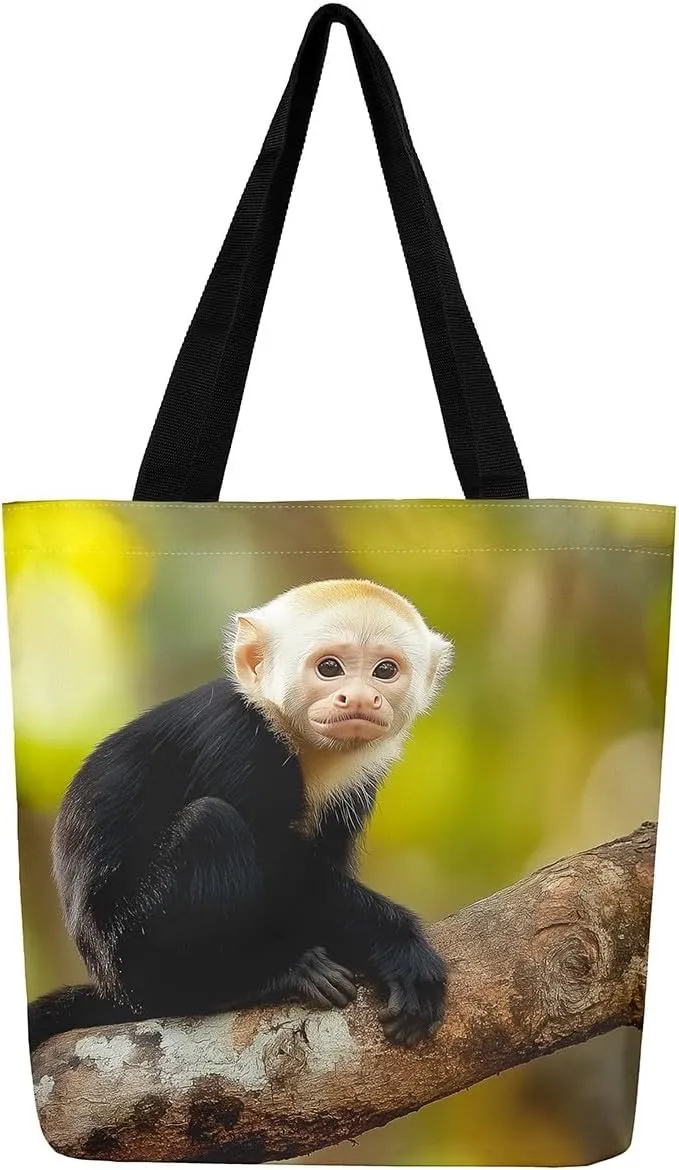 Hippo Canvas Tote Bag for Women,Cartoon Animal Large Capacity Gym Bag Garden Flower Cute Wildlife Cotton Bags