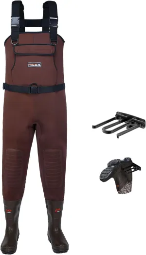 HISEA Neoprene Fishing Chest Waders for Men with Boots Cleated Bootfoot Waterproof Mens Womens Wader Fishing & Hunting Wader