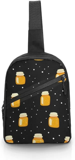 Honey Jar Polka Dots Chest Bag Foldable Crossbody Unisex Pack Travel Hiking Adjustable Shoulder Straps Sling Bags