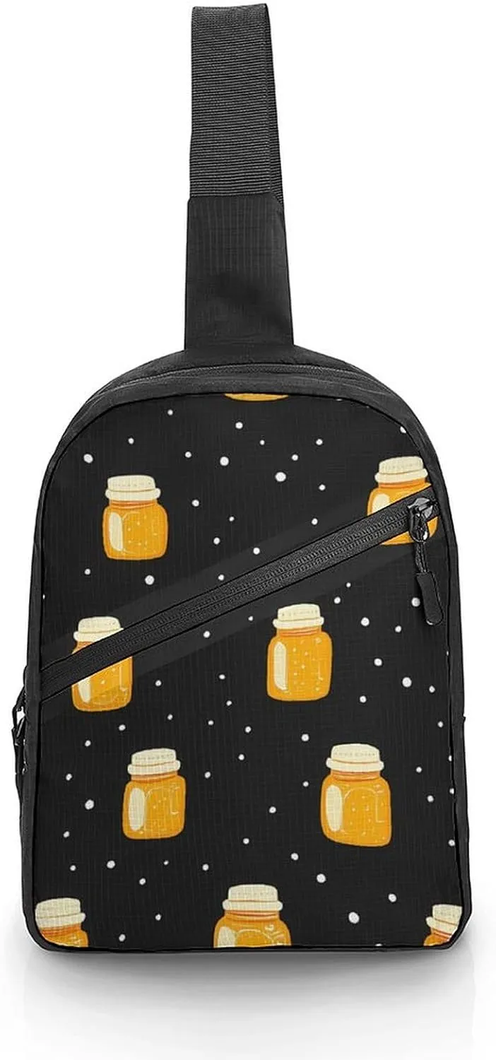 Honey Jar Polka Dots Chest Bag Foldable Crossbody Unisex Pack Travel Hiking Adjustable Shoulder Straps Sling Bags