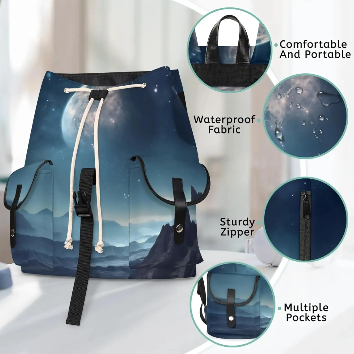 Honeybaby Vintage Waterproof Laptop Backpack for Men/Women Travel Essentials Backpack Expandable Carry On Bag with Anti-Theft Compartment Fits 15" Notebook Distant Planet