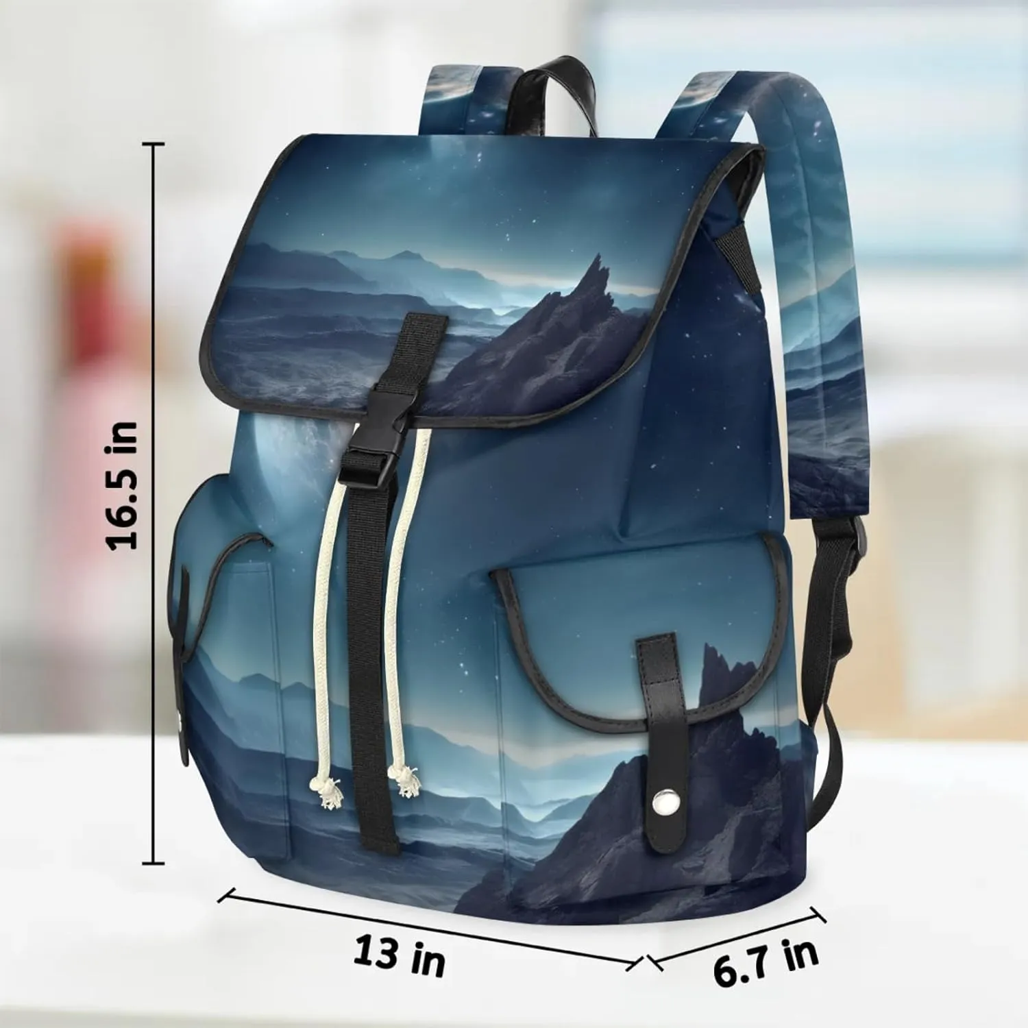 Honeybaby Vintage Waterproof Laptop Backpack for Men/Women Travel Essentials Backpack Expandable Carry On Bag with Anti-Theft Compartment Fits 15" Notebook Distant Planet
