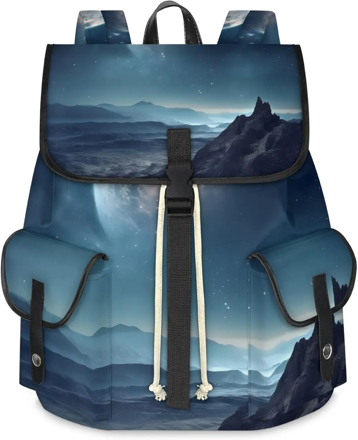 Honeybaby Vintage Waterproof Laptop Backpack for Men/Women Travel Essentials Backpack Expandable Carry On Bag with Anti-Theft Compartment Fits 15" Notebook Distant Planet