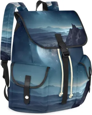 Honeybaby Vintage Waterproof Laptop Backpack for Men/Women Travel Essentials Backpack Expandable Carry On Bag with Anti-Theft Compartment Fits 15" Notebook Distant Planet